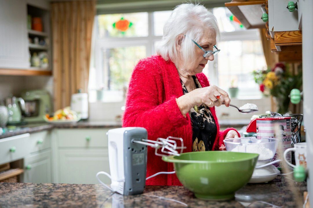 senior preparing healthy meal