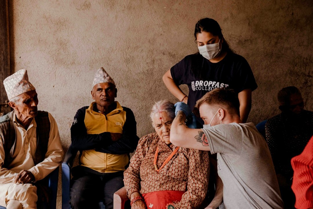 group of seniors in exercise class